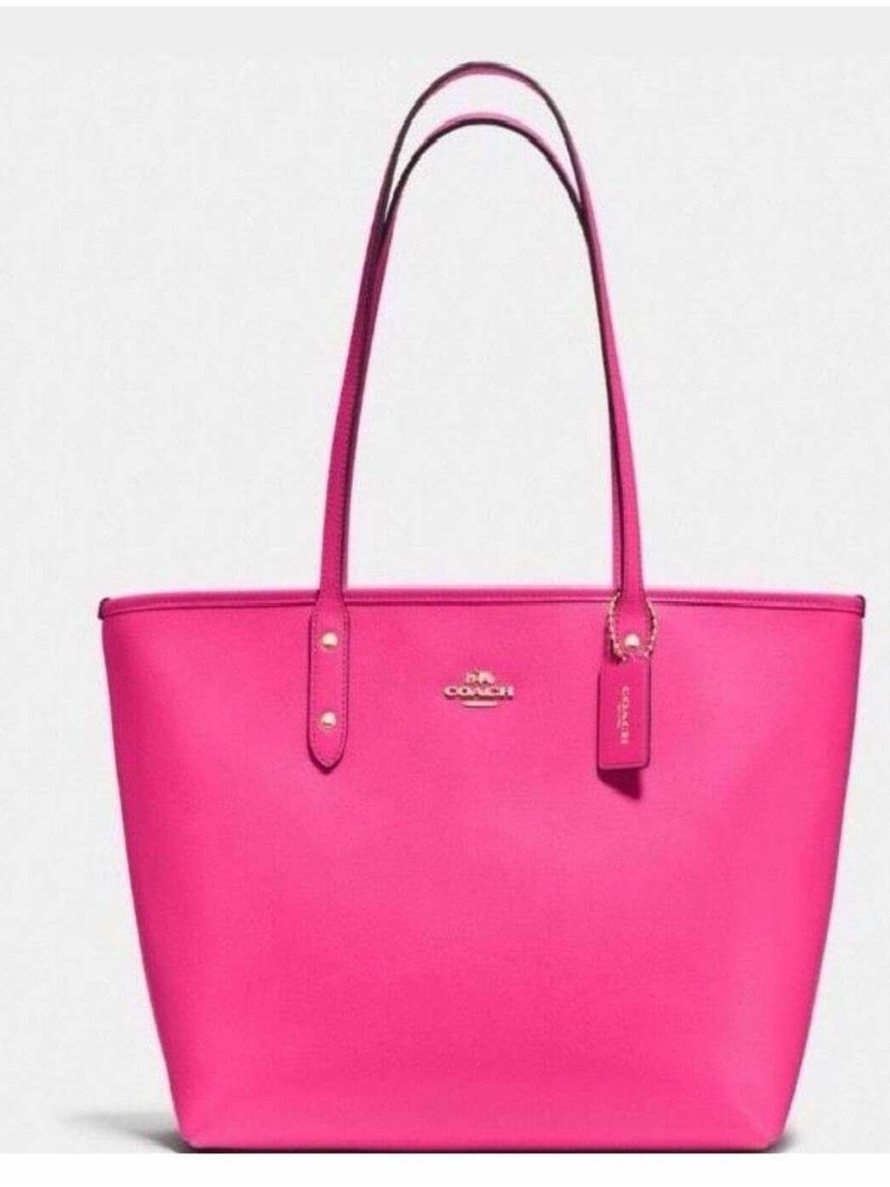 Coach Street Zip Tote Pink Ruby Crossgrain Leather F34103